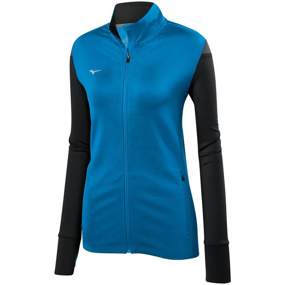 Casaco Mizuno Voleibol Horizon Full Zip - Mulher - Azuis/Pretas - RWMCA6813